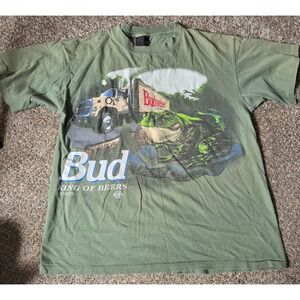Vintage 1995 Budweiser Frogs T Shirt Mens Large Green King of Beers Truck 90s